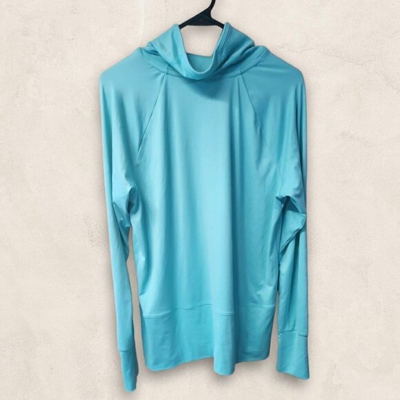 NINE West Active Teal Long Sleeve Running Workout Tee With Thumbholes Size L - Picture 2 of 5